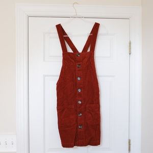 Burgundy Corduroy Jumper with Tortoise Buttons